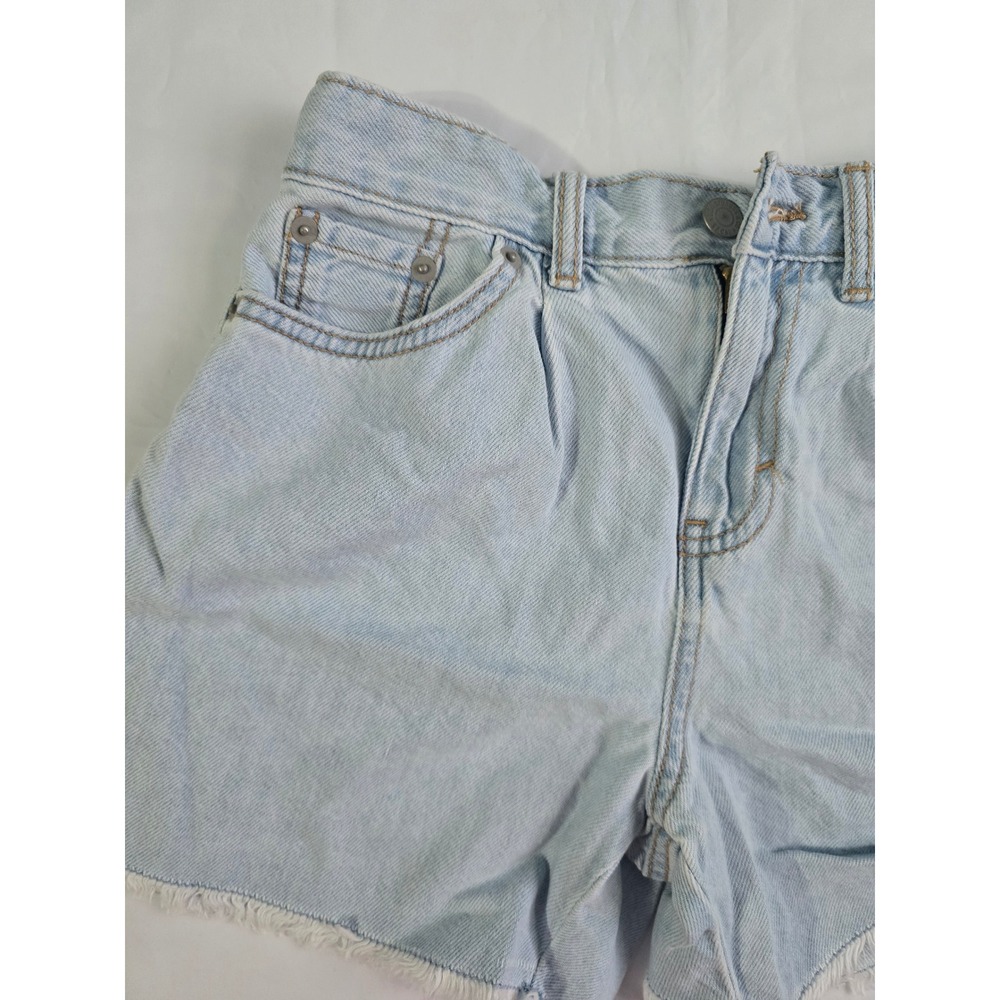 Levis Skirty Short Girls 10 Light Wash Denim Frayed Hem High Waist Shorts - Picture 4 of 14
